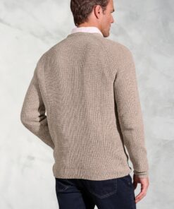 Alternative view of Ford Oatmeal Melange Waffle Stitch Crew Neck Jumper