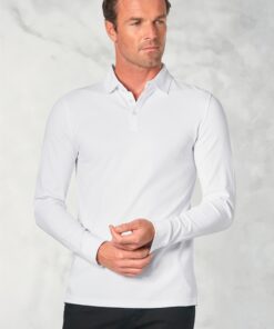 Frederick Cotton Stretch White Long Sleeve Polo Shirt