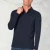 Frederick Cotton Stretch Navy Long Sleeve Polo Shirt