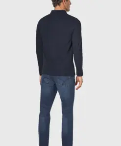 Alternative view of Frederick Cotton Stretch Navy Long Sleeve Polo Shirt