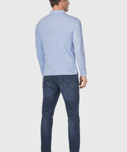 Alternative view of Frederick Cotton Stretch Sky Blue Marl Long Sleeve Polo Shirt