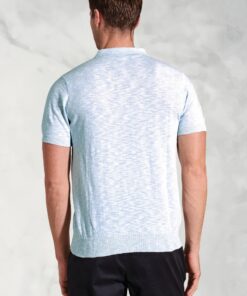 Alternative view of Gibson Sky Blue Slub Linen Blend Polo Shirt