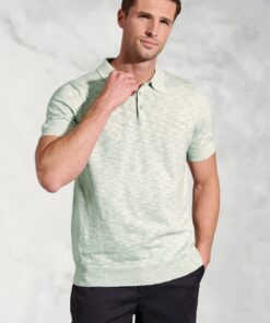 Gibson Mint Slub Linen Blend Polo Shirt