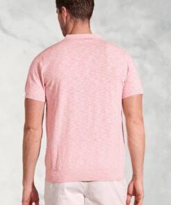 Alternative view of Gibson Pink Slub Linen Blend Polo Shirt