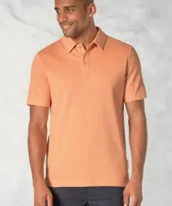 Gough Cotton Rich Peach Soft Knit Polo Shirt