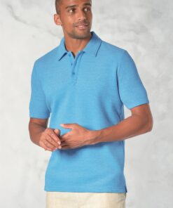 Gough Cotton Rich Aqua Soft Knit Polo Shirt