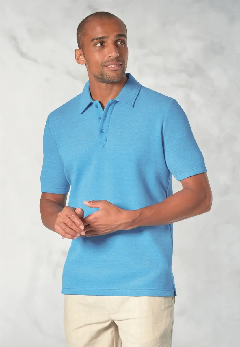 Gough Cotton Rich Aqua Soft Knit Polo Shirt