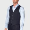Tailored Fit Gower Navy Linen Blend Waistcoat