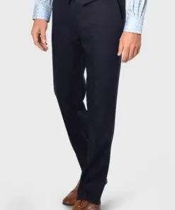 Tailored Fit Gower Navy Linen Blend Suit Trouser