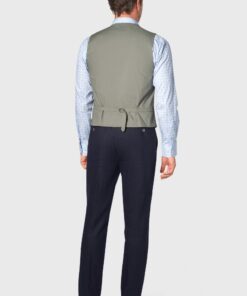 Alternative view of Tailored Fit Gower Navy Linen Blend Waistcoat