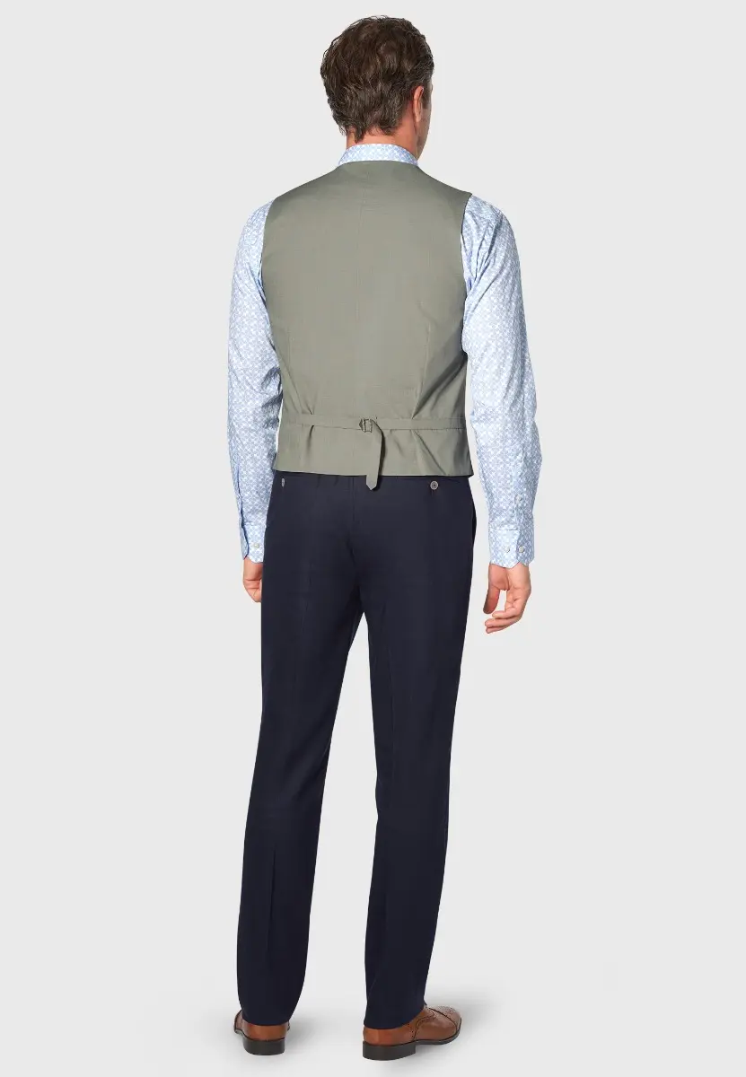Tailored Fit Gower Navy Linen Blend Waistcoat - Image 2