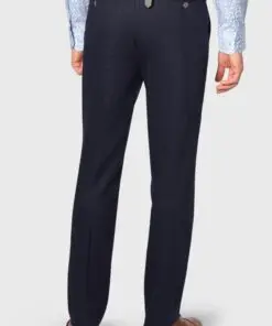 Alternative view of Tailored Fit Gower Navy Linen Blend Suit Trouser
