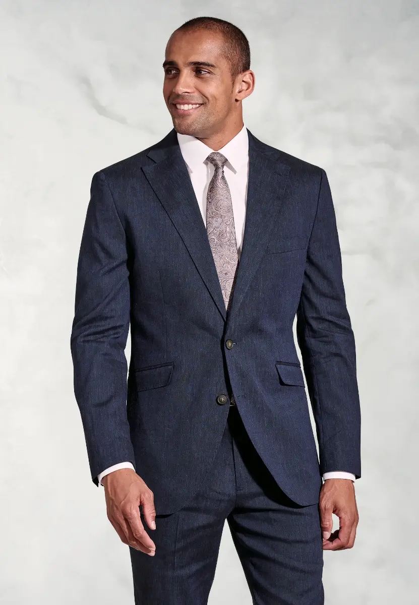 Tailored Fit Grant Navy Linen Blend Mixer Suit Jacket