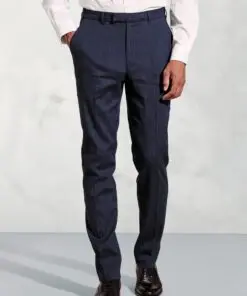 Tailored Fit Grant Navy Linen Blend Mixer Suit Trouser