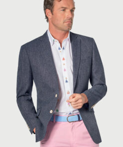 Regular Fit Greig Mid Blue Textured Jacket