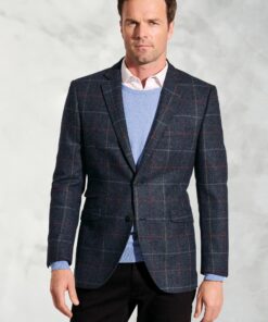 Tailored Fit Haincliffe Blue Check Wool Suit Jacket