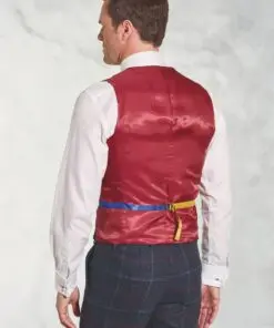 Alternative view of Tailored Fit Haincliffe Blue Check Wool Waistcoat