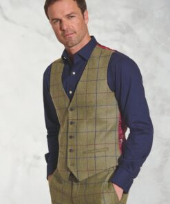 Tailored Fit Haincliffe Green Check Wool Waistcoat