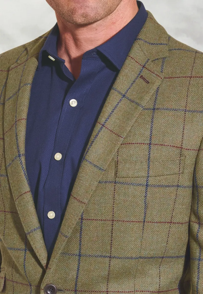 Tailored Fit Haincliffe Green Check Wool Suit Jacket - Image 2