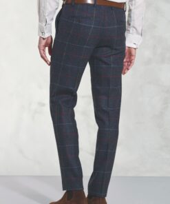 Alternative view of Tailored Fit Haincliffe Blue Check Wool Suit Trouser