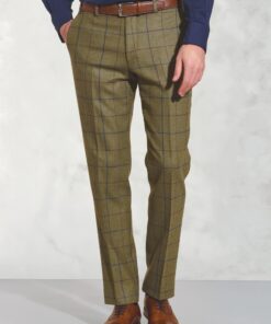 Tailored Fit Haincliffe Green Check Wool Suit Trouser