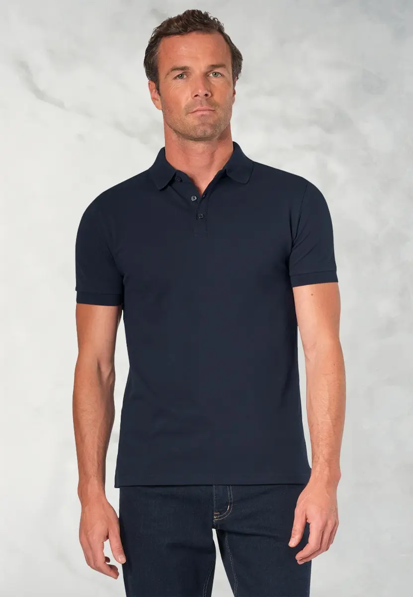 Hampton Cotton Stretch Navy Polo Shirt