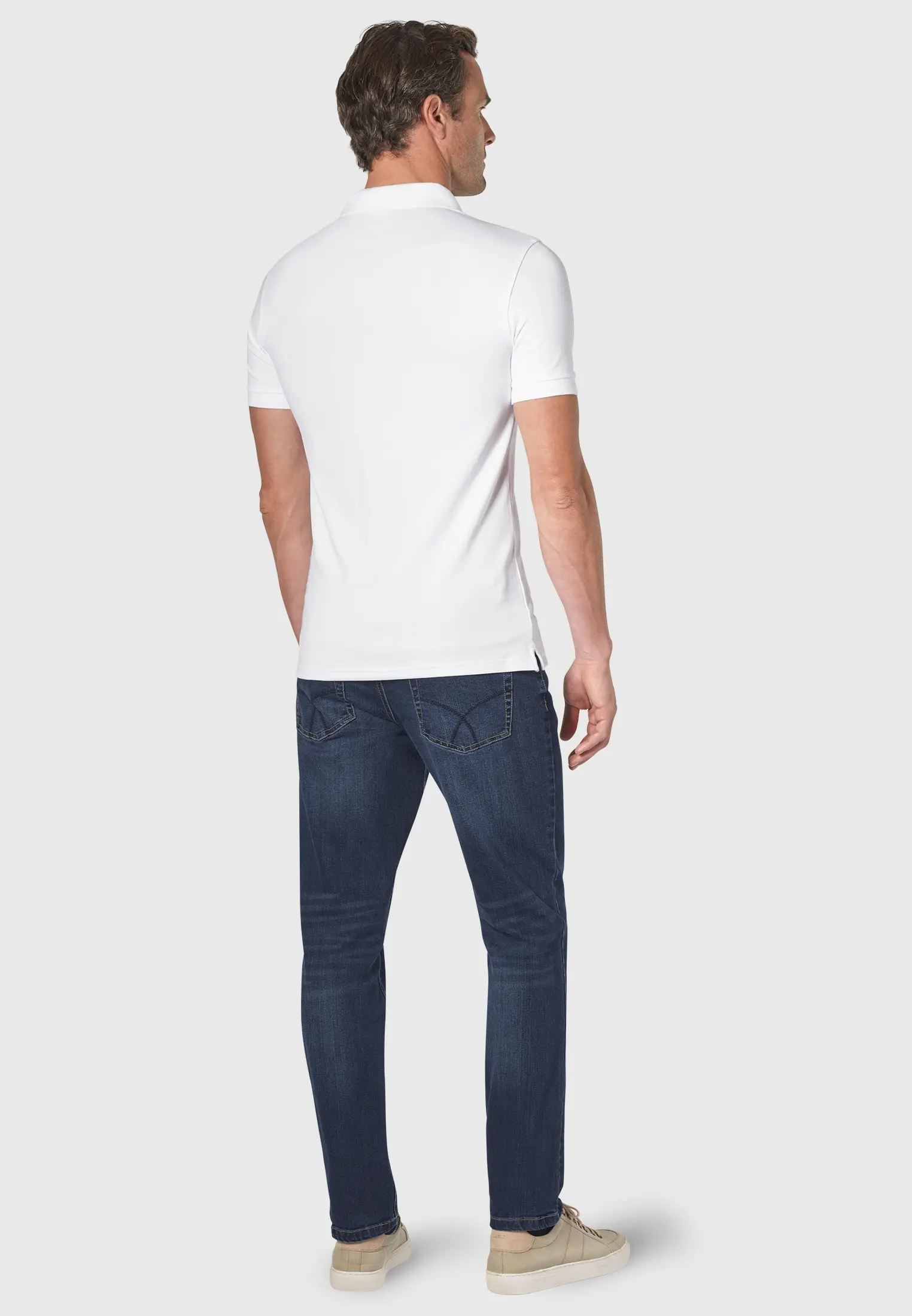 Hampton Cotton Stretch White Polo Shirt - Image 2