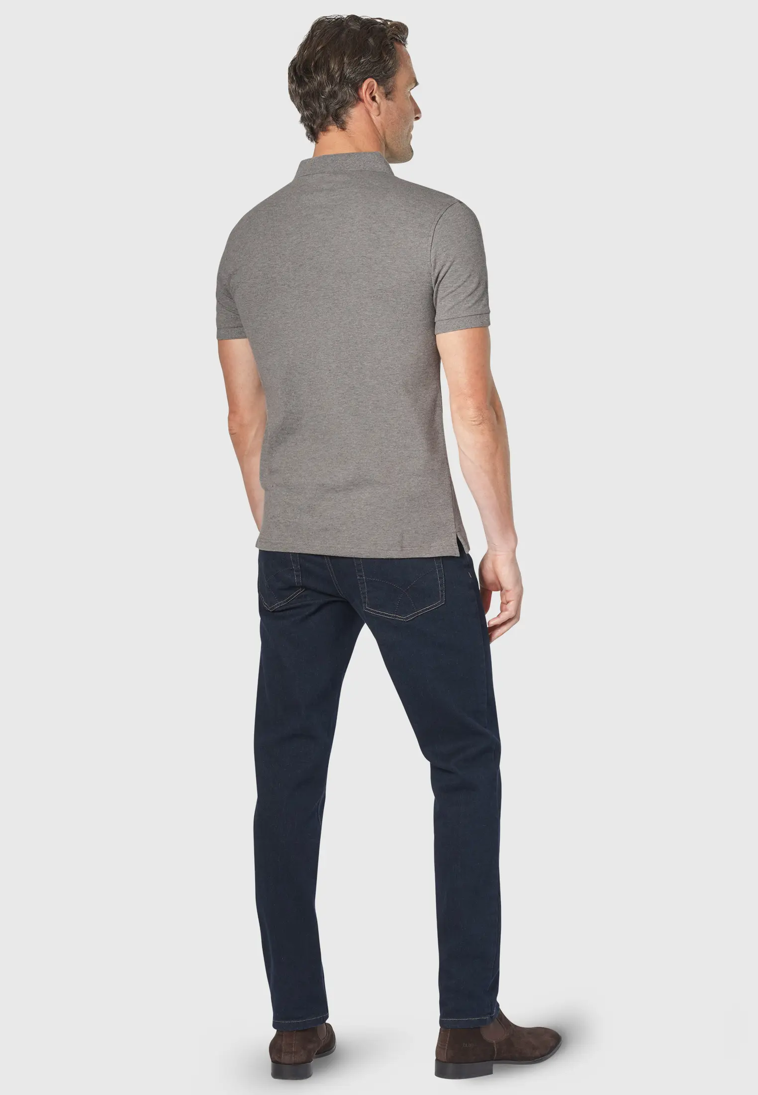 Hampton Cotton Stretch Grey Marl Polo Shirt - Image 2