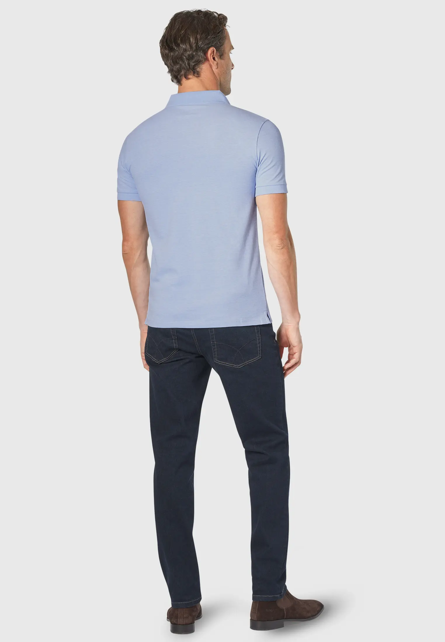 Hampton Cotton Stretch Sky Blue Marl Polo Shirt - Image 2