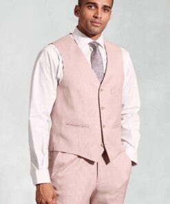 Tailored Fit Hardy Pink Textured Occasion Suit Waistcoat