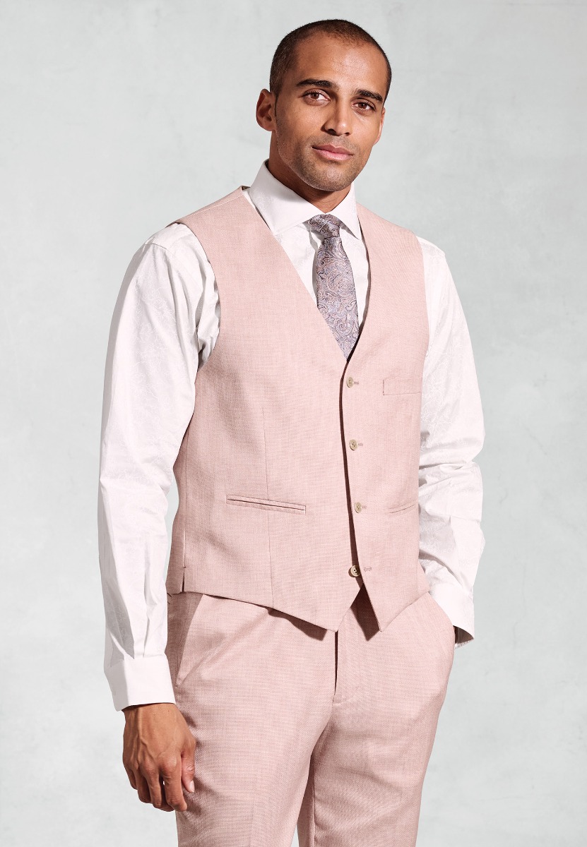 Tailored Fit Hardy Pink Textured Occasion Suit Waistcoat
