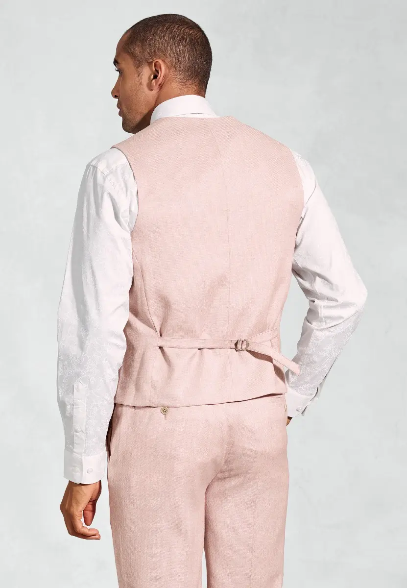 Tailored Fit Hardy Pink Textured Occasion Suit Waistcoat - Image 2