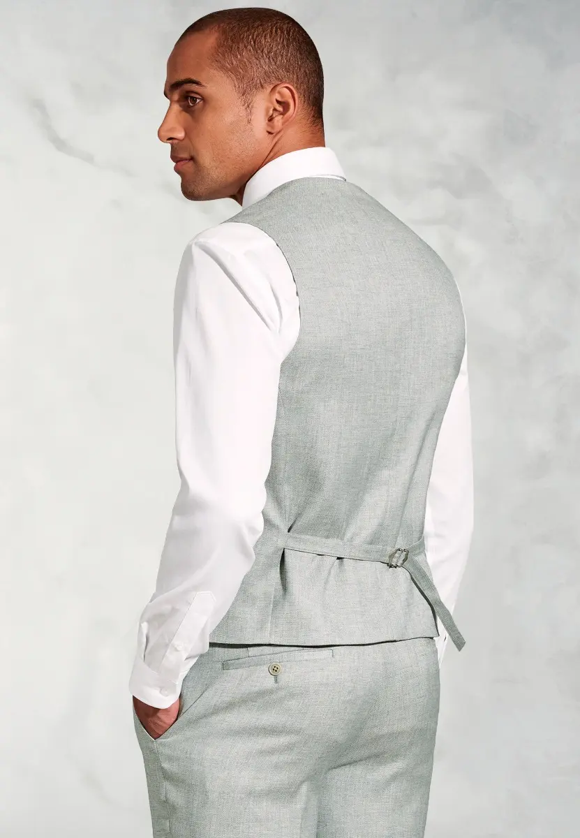 Tailored Fit Hardy Green Textured Occasion Suit Waistcoat - Image 2