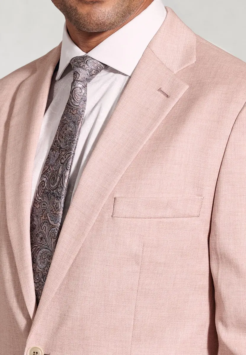 Tailored Fit Hardy Pink Textured Occasion Suit Jacket - Image 2