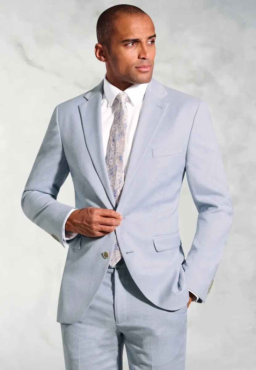Tailored Fit Hardy Blue Textured Occasion Suit Jacket