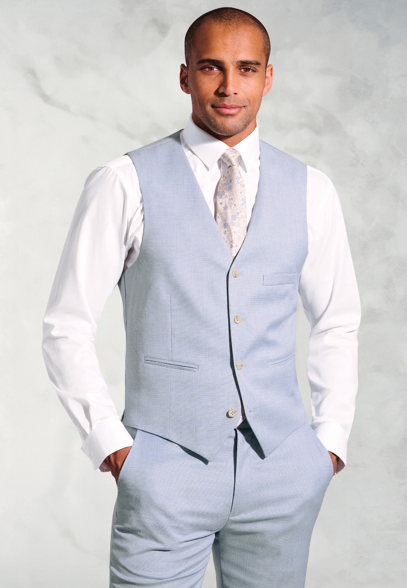 Tailored Fit Hardy Blue Textured Occasion Suit Waistcoat