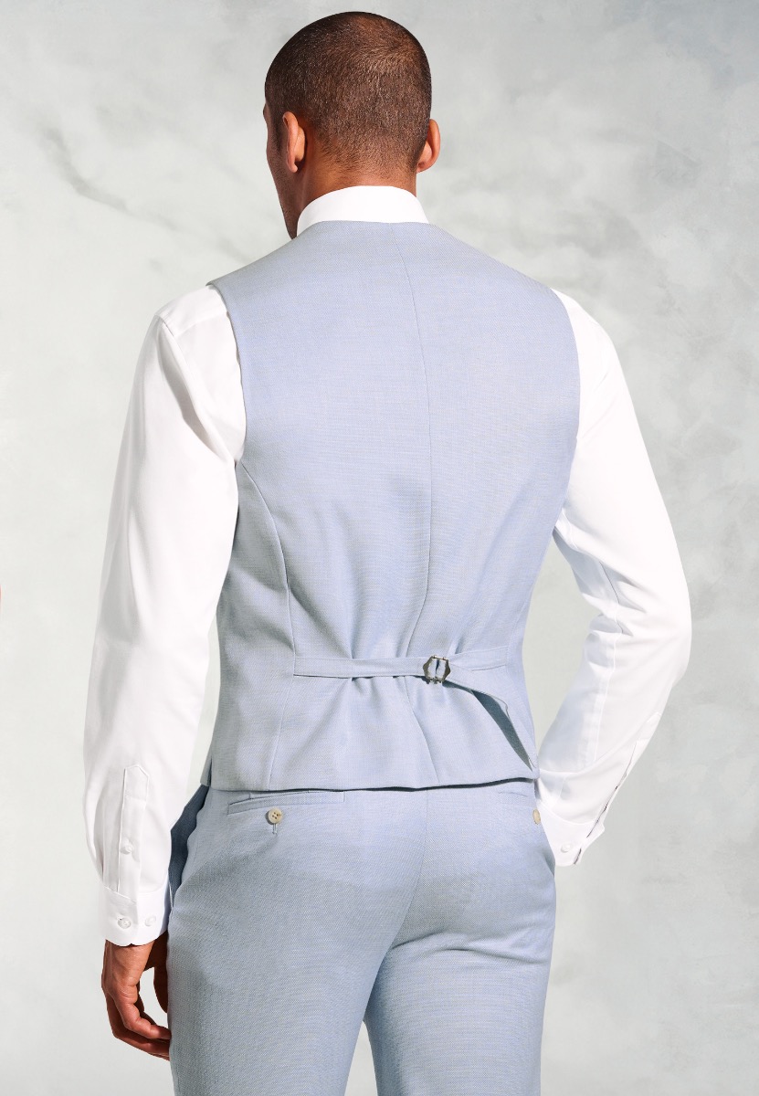 Tailored Fit Hardy Blue Textured Occasion Suit Waistcoat - Image 2