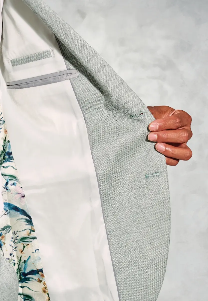 Tailored Fit Hardy Green Textured Occasion Suit Jacket - Image 2