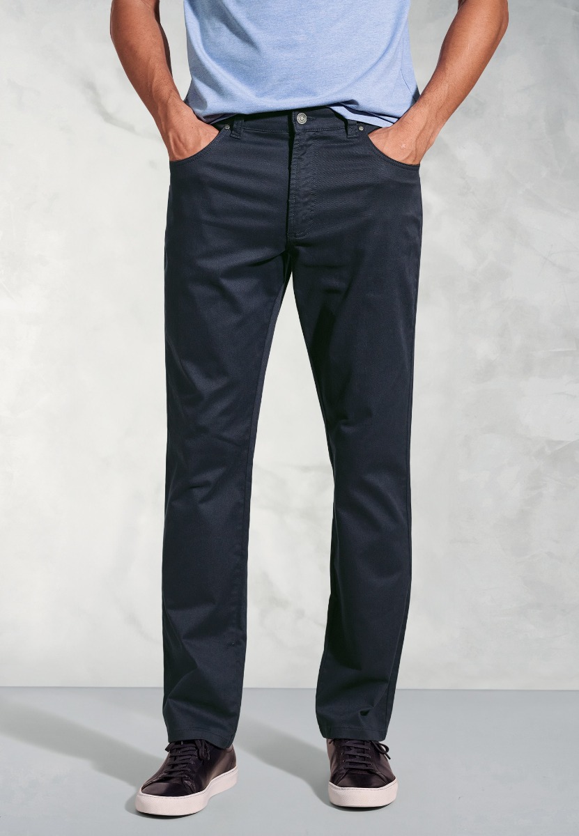Regular Fit Harrelson Navy Slub Cotton 5 Pocket Trousers