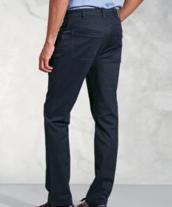 Alternative view of Tailored Fit Harrelson Navy Slub Cotton 5 Pocket Trousers