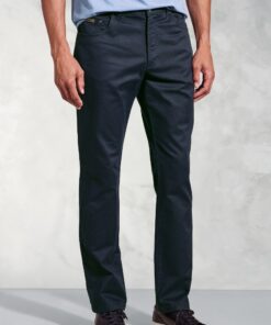 Tailored Fit Harrelson Navy Slub Cotton 5 Pocket Trousers