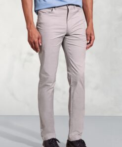 Tailored Fit Harrelson Silver Grey Slub Cotton 5 Pocket Trousers