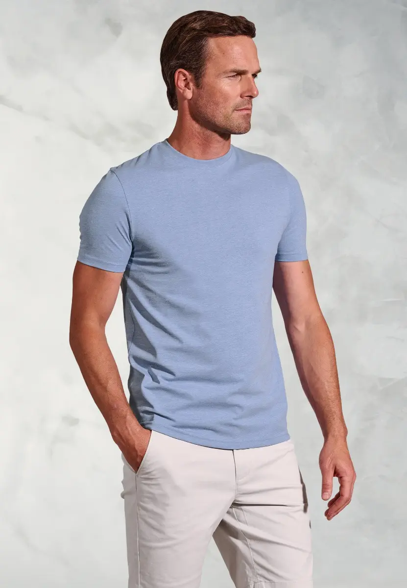 Hawkes Blue Marl Cotton Blend Jersey T-Shirt