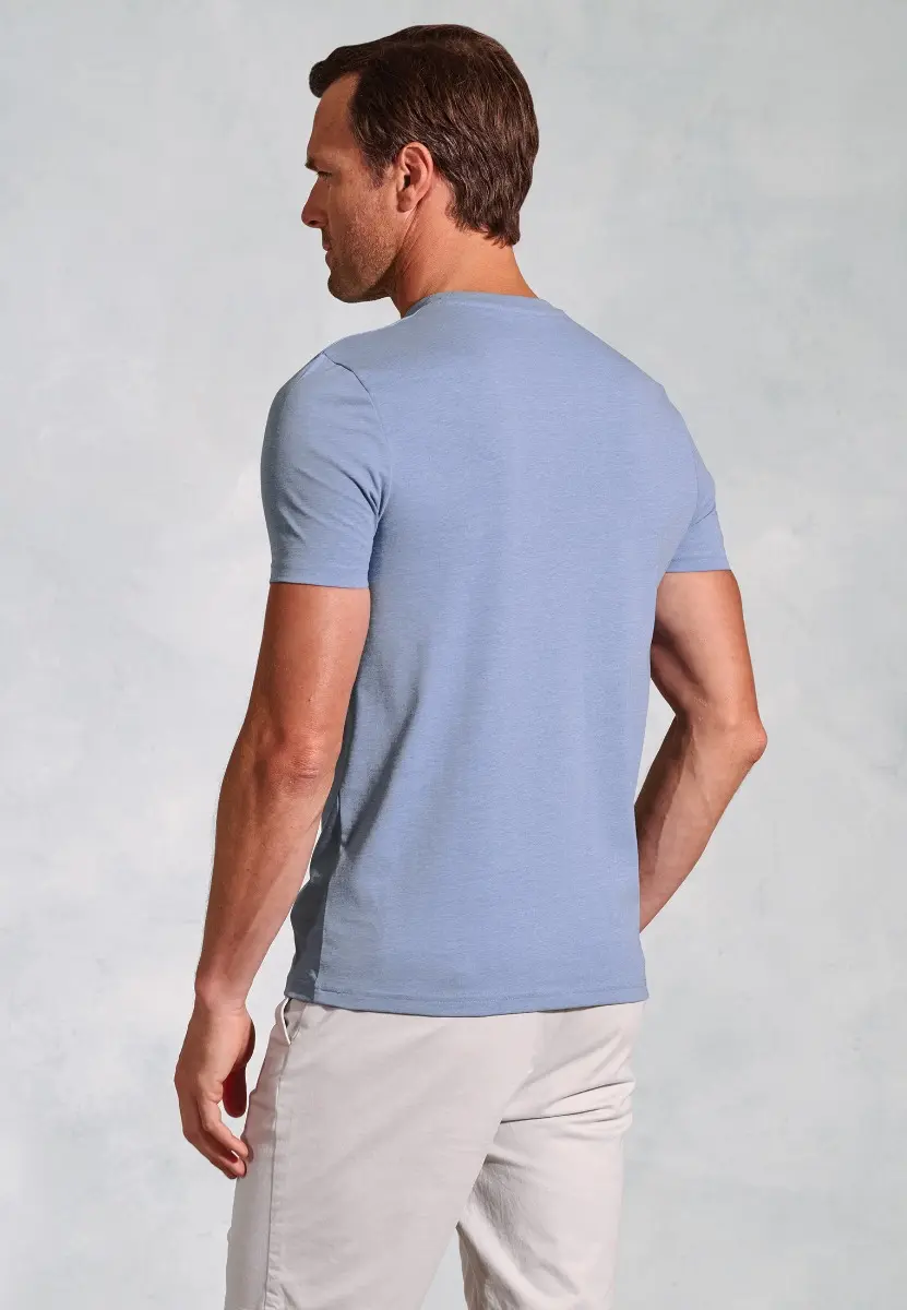 Hawkes Blue Marl Cotton Blend Jersey T-Shirt - Image 2