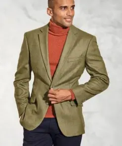 Regular Fit Helsinki Olive Check Pure New Wool Tweed Jacket