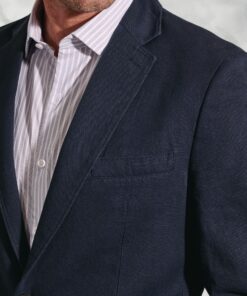 Alternative view of Regular Fit Hemsworth Navy Washed Cotton Linen Jacket