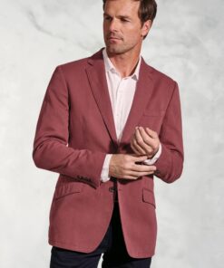 Regular Fit Hemsworth Raspberry Washed Cotton Linen Jacket