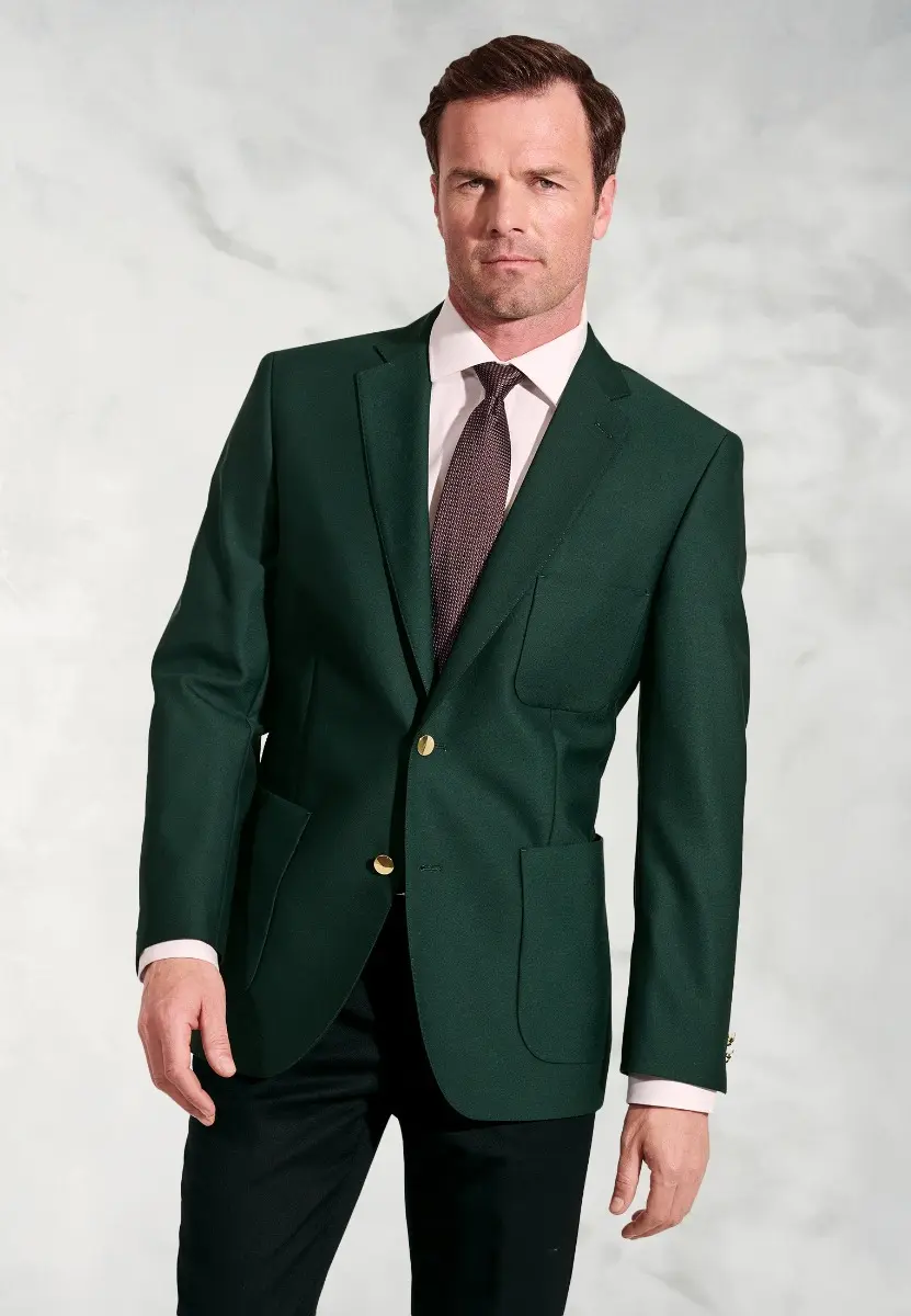 Regular Fit Henley Green Wool Blend Blazer