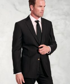 Regular Fit Henley Black Wool Blend Blazer