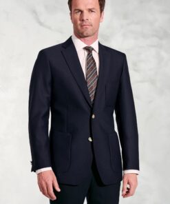 Regular Fit Henley Navy Wool Blend Blazer